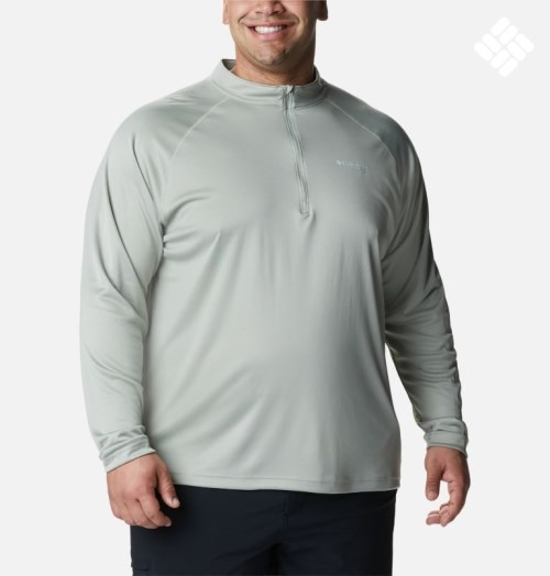 Men's Columbia PFG Terminal Tackle 1/4 Zip Sweatshirts Grey | Plus Size CA-IL504